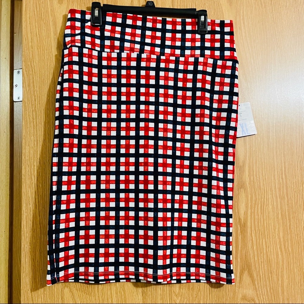 LuLaRoe Blue and Red Cassie Skirt